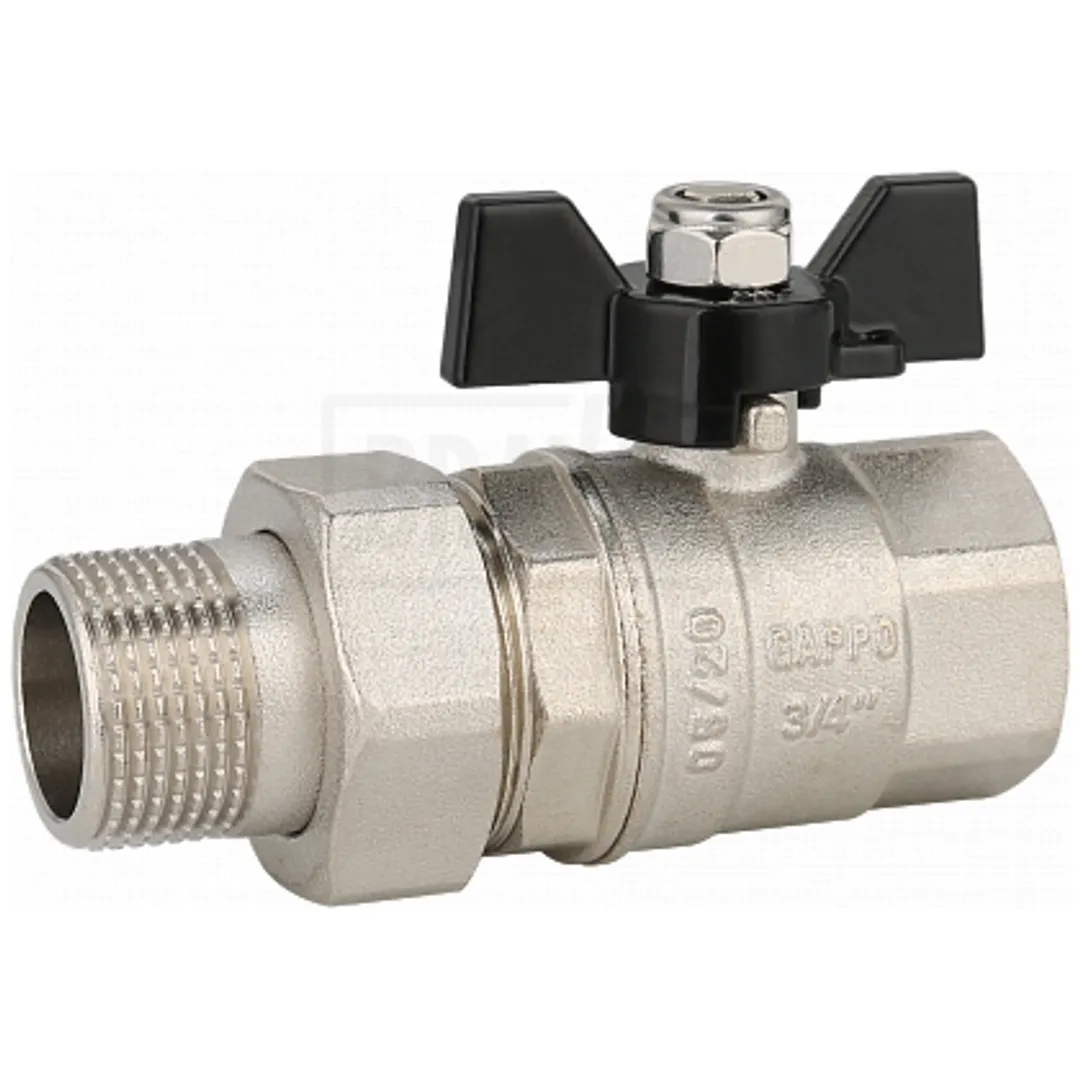 Кран шаровый с американкой ВР/НР 1" бабочка GAPPO