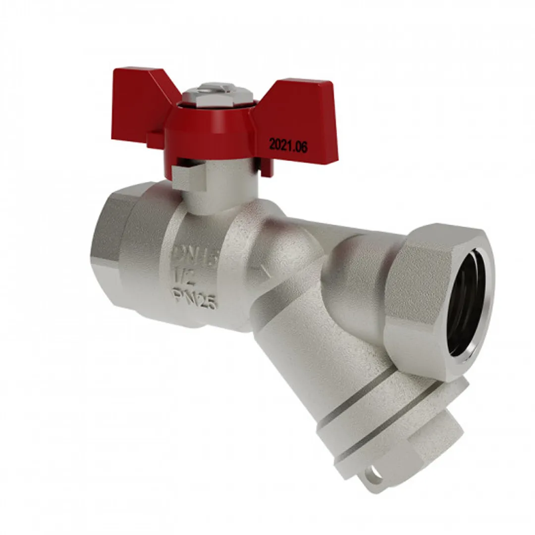 Кран шаровой с фильтром ВхВ, рукоятка-"бабочка" V&G VALOGIN