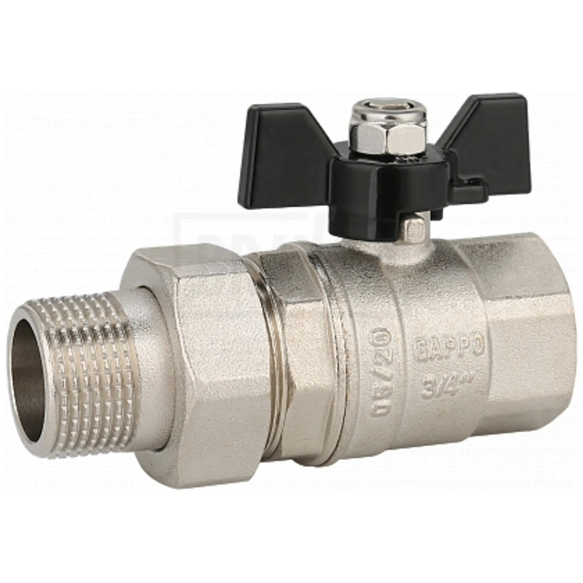 Кран шаровый с американкой ВР/НР 1" бабочка GAPPO