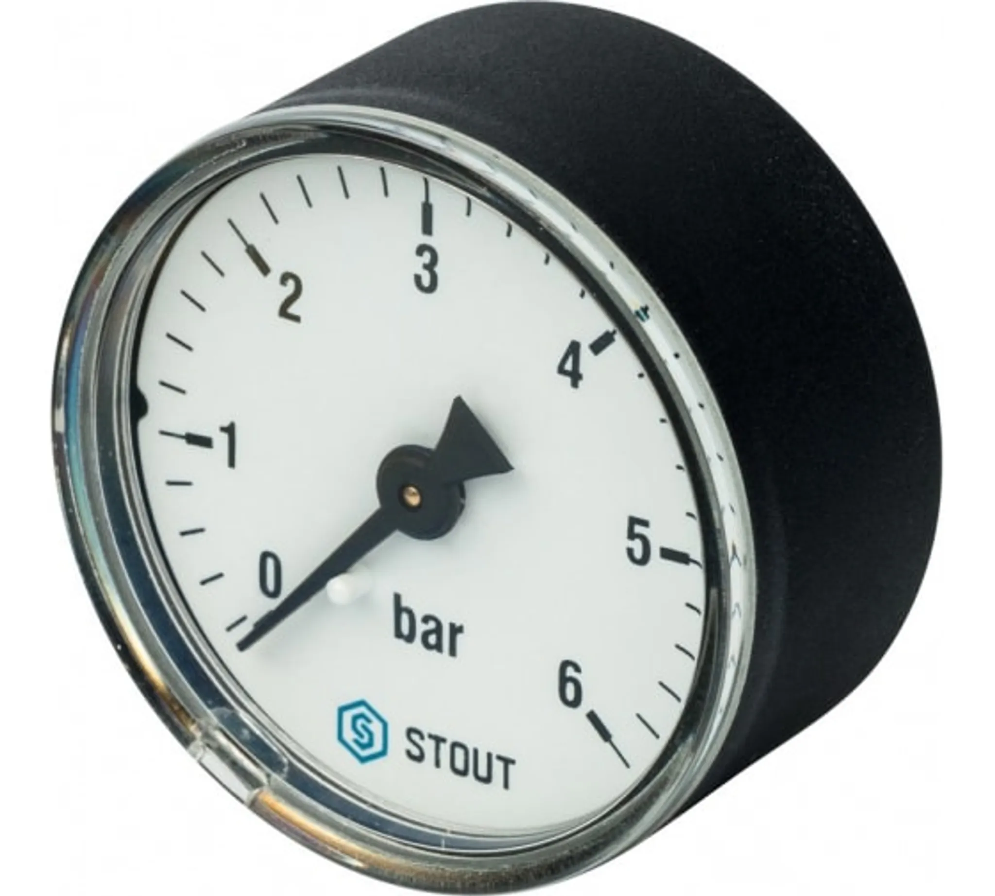 Манометр аксиальный 50 мм 4 bar 1/4" STOUT (с указателем предела)