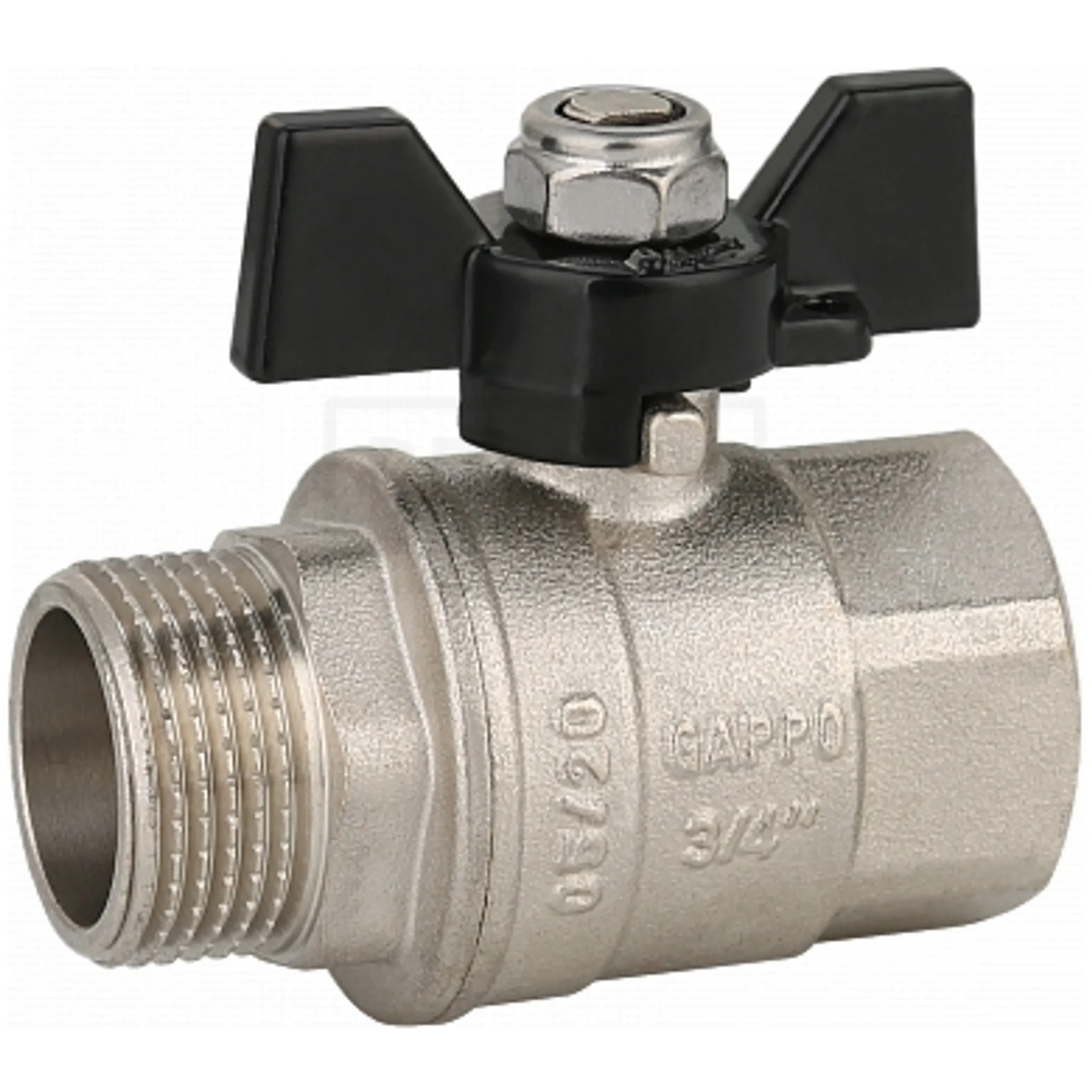 Кран шаровый полнопроходной ВР/НР 1/2" бабочка GAPPO